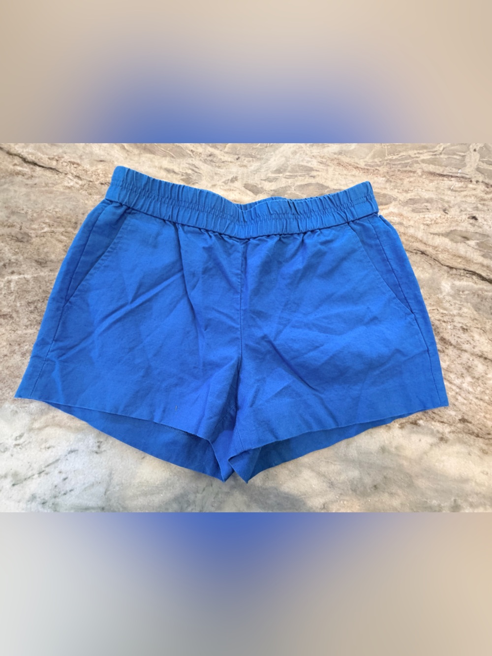 J.Crew Shorts Womens 2 Royal Blue Linen Cotton Blend Elastic Waist Pull On
